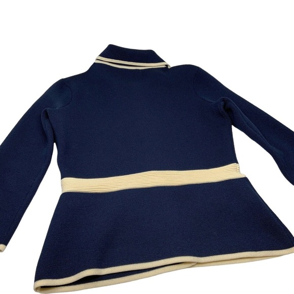 Kate Spade Mayson Wool Blend Sweater Jacket Midnight Navy Cream Size 2 - Picture 7 of 14